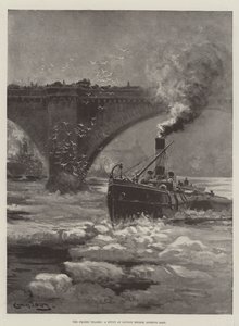 The Frozen Thames, um estudo na London Bridge, olhando para o leste de Charles John de Lacy